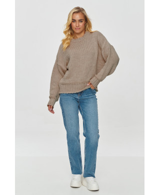 klasikinis megztinis moteriskas ze ściągaczami tamsus smelinis S151