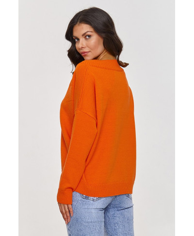 klasikinis megztinis viskozinis su iskirpte V pomarańczowy S158
