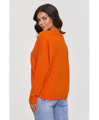 klasikinis megztinis viskozinis su iskirpte V pomarańczowy S158