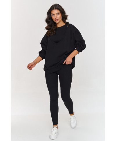 komplektas dresowy 3 viename su bluzą ant vieno peties juodas A2