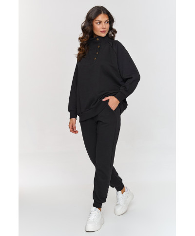 Sportinis komplektas su džemperiu su sagomis juodas A5