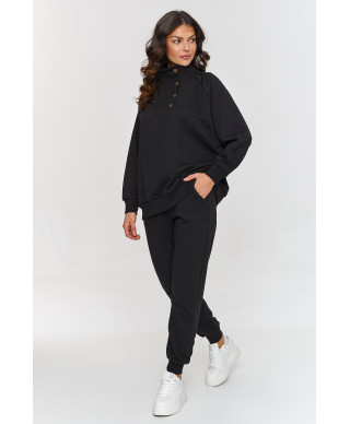 Dresowy komplektas su bluzą su spaudelemis juodas A5