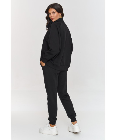 Sporta komplekts ar džemperi ar spiedpogām melns A5