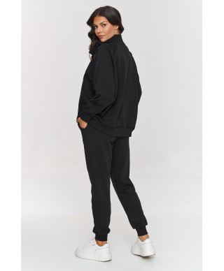 Sporta komplekts ar džemperi ar spiedpogām melns A5