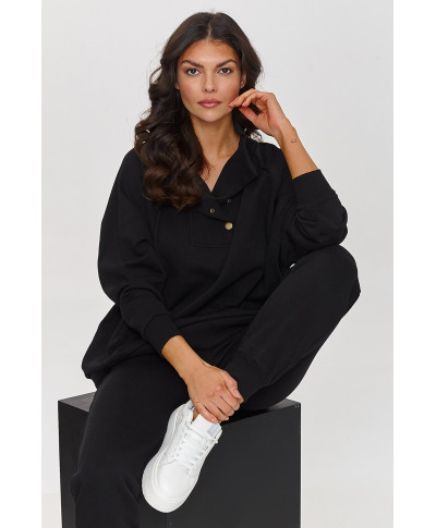 Sporta komplekts ar džemperi ar spiedpogām melns A5