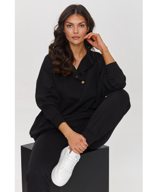 Dresowy komplektas su bluzą su spaudelemis juodas A5