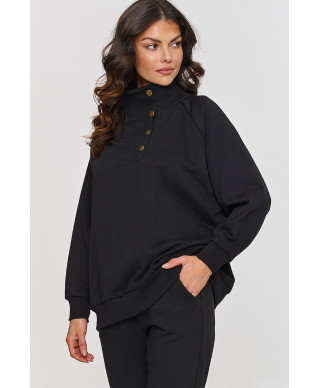 Sporta komplekts ar džemperi ar spiedpogām melns A5