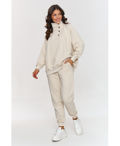 Sporta komplekts ar džemperi ar spiedpogām gaiši bēšs A5