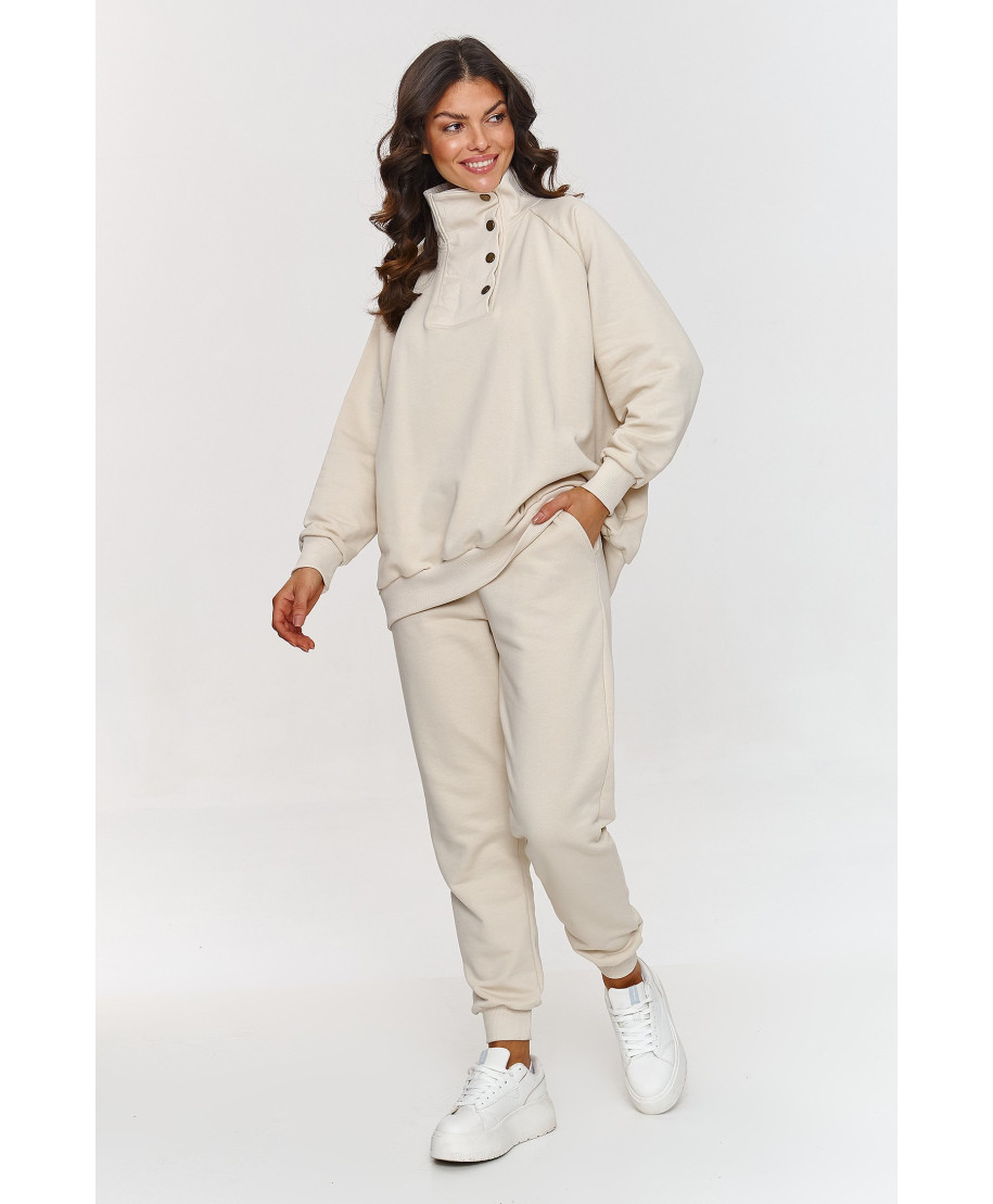 Dresowy komplektas su bluzą su spaudelemis sviesus beż A5