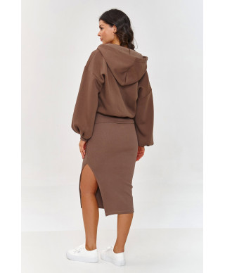 komplektas su sukienką ir rozpinaną bluzą su gobtuvu moka A6