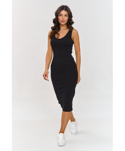 Komplekts: džemperis ar svītrainu kleitu melns A10