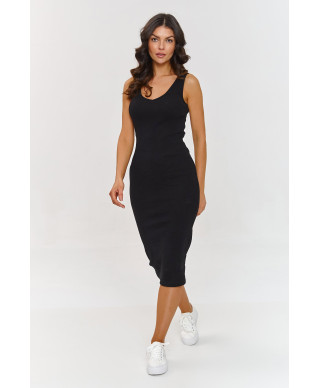 Komplektas: džemperis su dryžuota suknele juodas A10