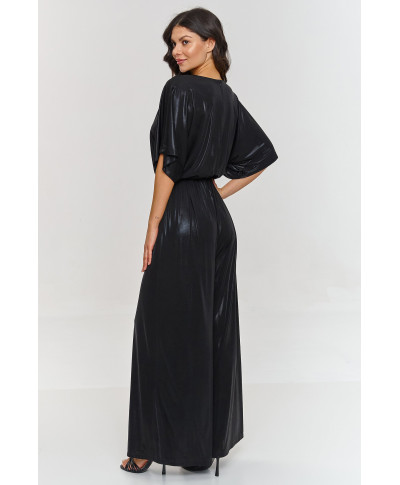 Metaliczny kombinezonas su iskirpte  serek juodas M884