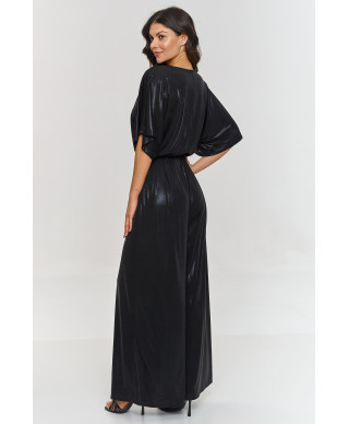 Metaliczny kombinezonas su iskirpte  serek juodas M884