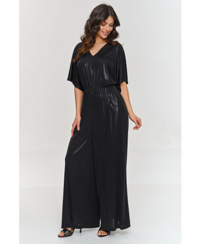 Metaliczny kombinezonas su iskirpte  serek juodas M884