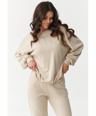 komplektas dresowy su haftowanym logotipu sviesus beż M889