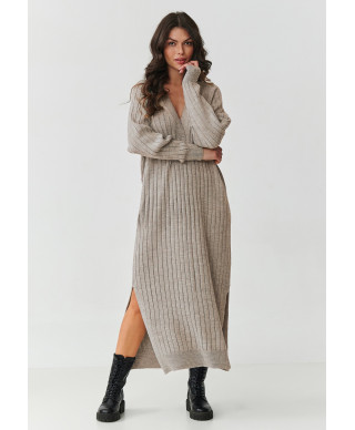 ilga suknele swetrowa su iskirpte V smelinis melanzas S161