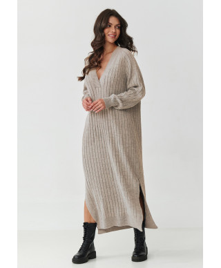 ilga suknele swetrowa su iskirpte V smelinis melanzas S161