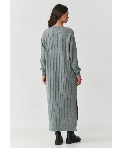 ilga suknele swetrowa su iskirpte V pilkas melanzas S161