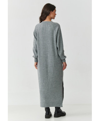 ilga suknele swetrowa su iskirpte V pilkas melanzas S161