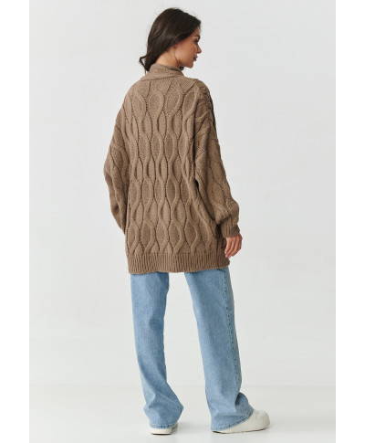 Kardigans sievietēm ar biezu pinumu kapučīno S163