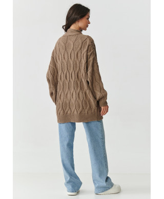 Kardigans sievietēm ar biezu pinumu kapučīno S163