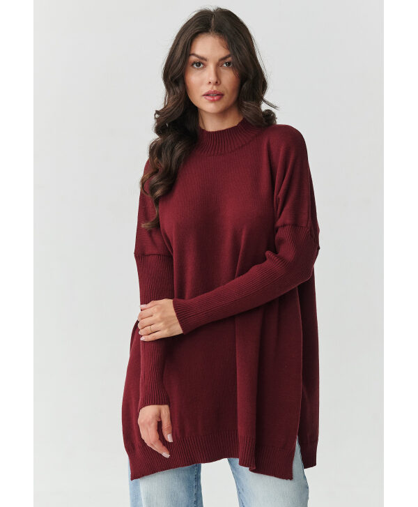 Sieviešu oversize bordo džemperis S164