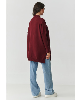 Viskiozes sieviešu oversize bordo krāsas džemperis S164