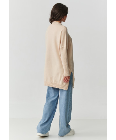 Viskozės moteriškas oversize megztinis nude S164