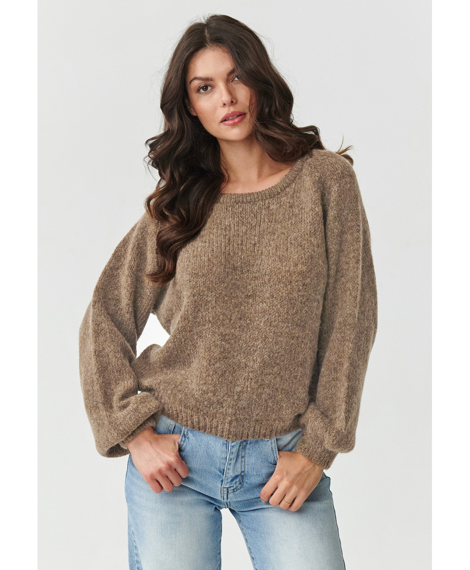 Klasisks sieviešu džemperis ar kid mohēras un vilnas piejaukumu tabacco S168