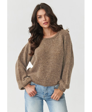 klasikinis megztinis moteriskas su kid mohero priedu ir vilnos tabacco S168