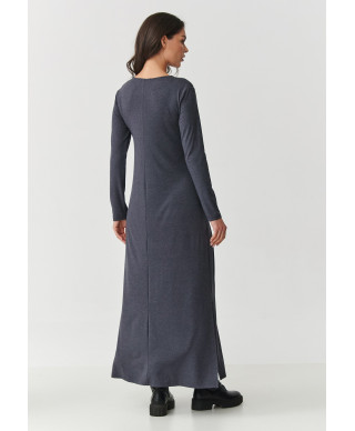 suknele moteriska maxi is viskozes su risimu per liemeni ir rozcięciami po bokach antracytowa M894