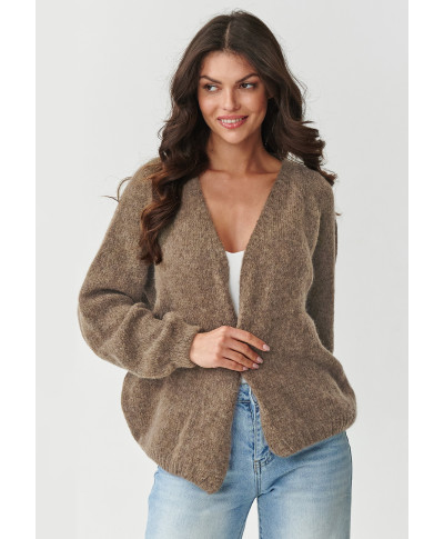 trumpas kardiganas moteriskas pustomis rankovemis tabacco S170