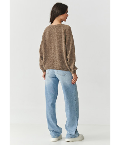 trumpas kardiganas moteriskas pustomis rankovemis tabacco S170