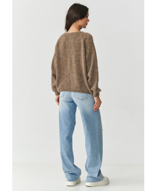 trumpas kardiganas moteriskas pustomis rankovemis tabacco S170