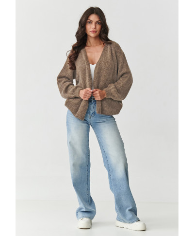 trumpas kardiganas moteriskas pustomis rankovemis tabacco S170