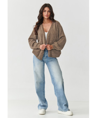 trumpas kardiganas moteriskas pustomis rankovemis tabacco S170