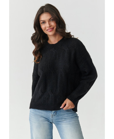 trumpas megztinis su kid mohero priedu ir vilnos juodas S169