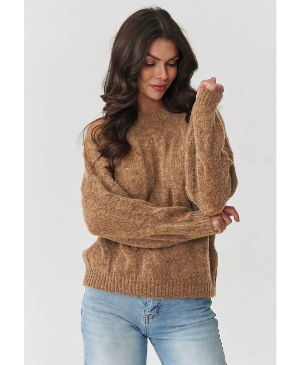 Trumpas megztinis su ožiukų mohero ir vilnos priedu chaki S169