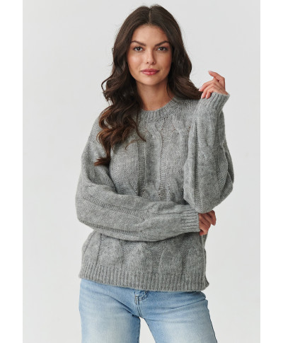 trumpas megztinis su kid mohero priedu ir vilnos pilkas melanzas S169