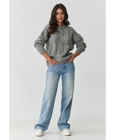 trumpas megztinis su kid mohero priedu ir vilnos pilkas melanzas S169