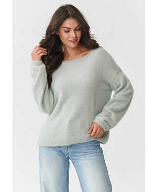 laisvas megztinis o puszystej fakturze sviesus pilkas S171