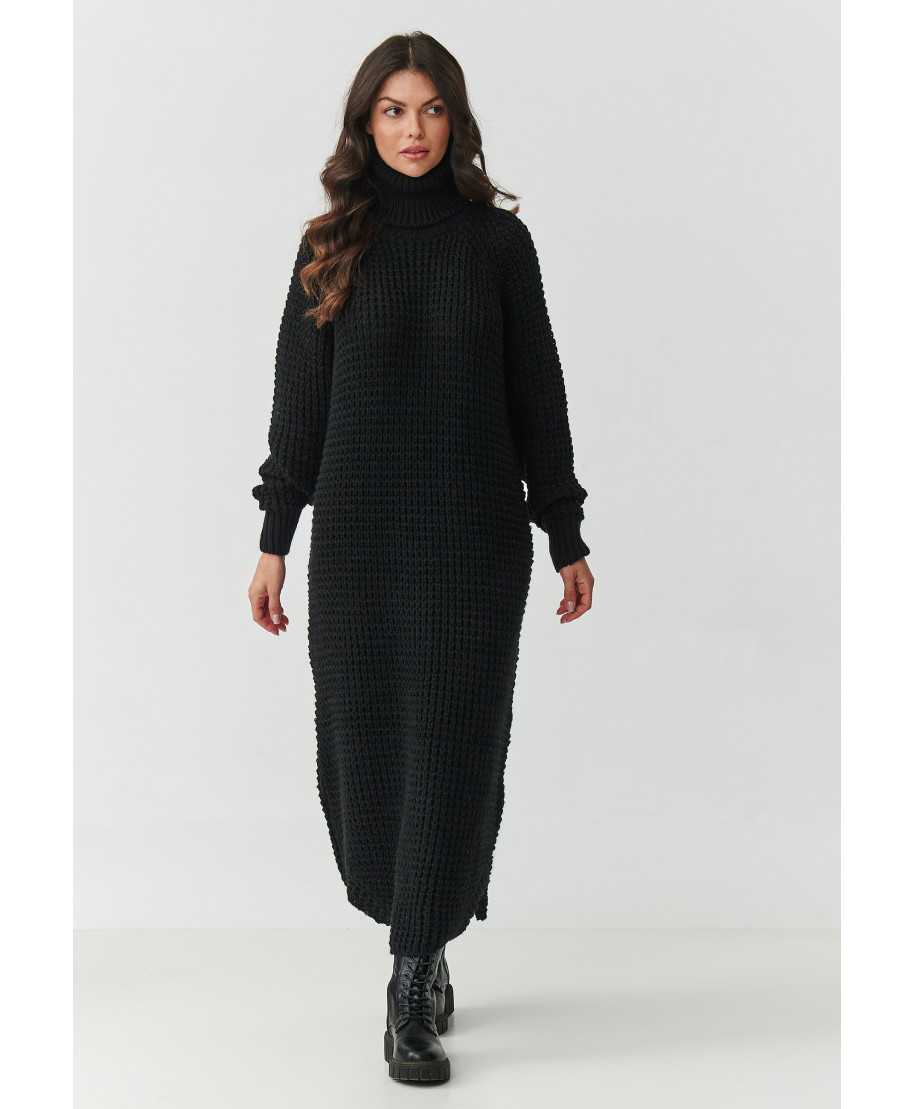 suknele swetrowa midi su golfu juoda S162