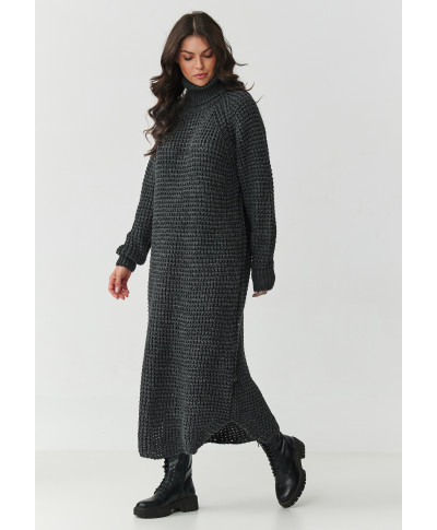 suknele swetrowa midi su golfu grafitowy melanzas S162