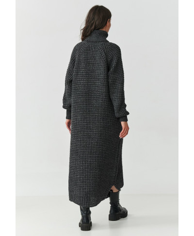 suknele swetrowa midi su golfu grafitowy melanzas S162