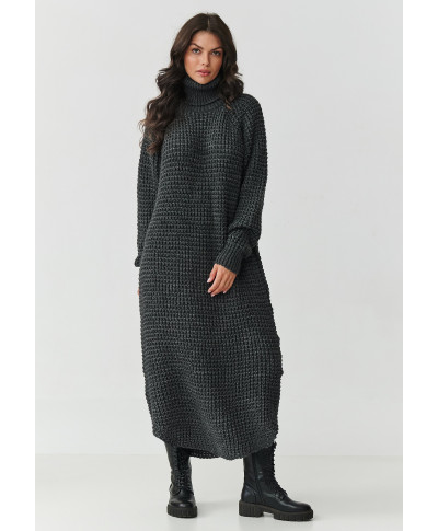 suknele swetrowa midi su golfu grafitowy melanzas S162
