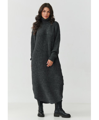 suknele swetrowa midi su golfu grafitowy melanzas S162