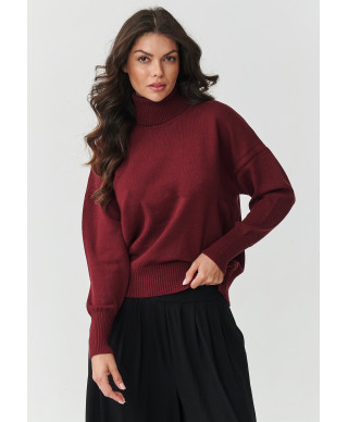 viskozinis megztinis moteriskas su golfu bordo S165