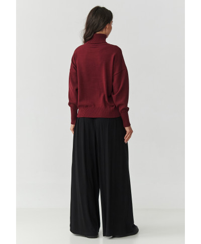 Viskozės moteriškas megztinis su golfu bordo S165