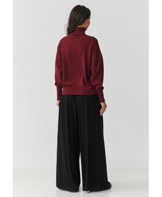 viskozinis megztinis moteriskas su golfu bordo S165